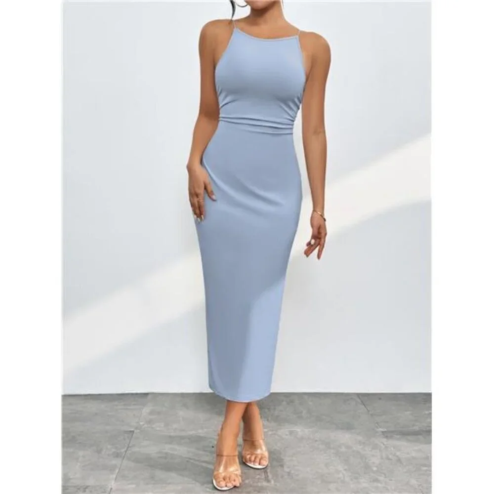 Spaghetti Straps Midi Bodycon Dress